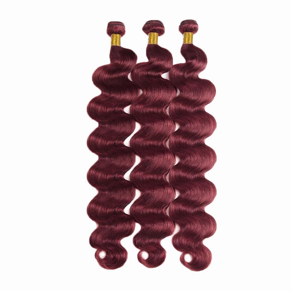 Burgundy 99J Human Hair Bundles 08 10 12 Inch Body Wave Bundles Human Hair 12A Unprocessed Virgin Raw Quick Weave Hair for Black Women Burgundy 99J Color