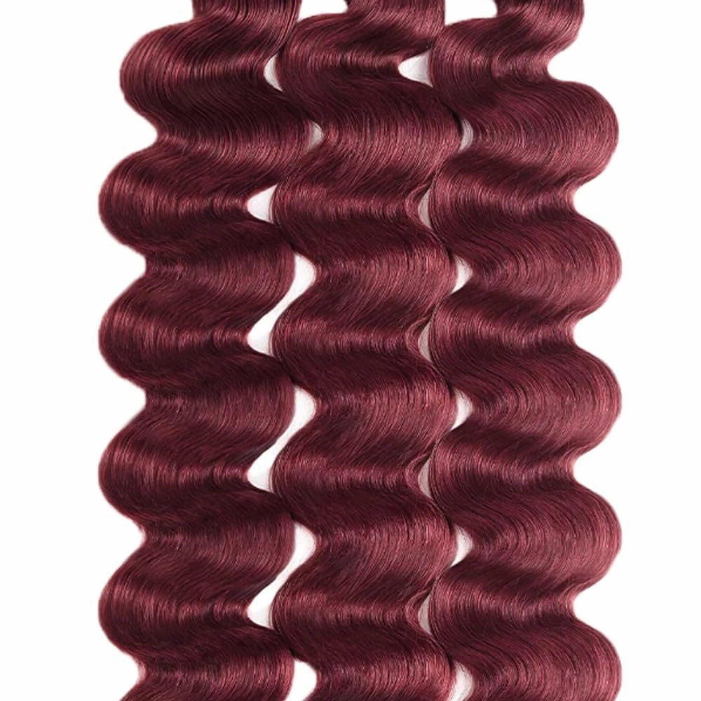 Burgundy 99J Human Hair Bundles 08 10 12 Inch Body Wave Bundles Human Hair 12A Unprocessed Virgin Raw Quick Weave Hair for Black Women Burgundy 99J Color