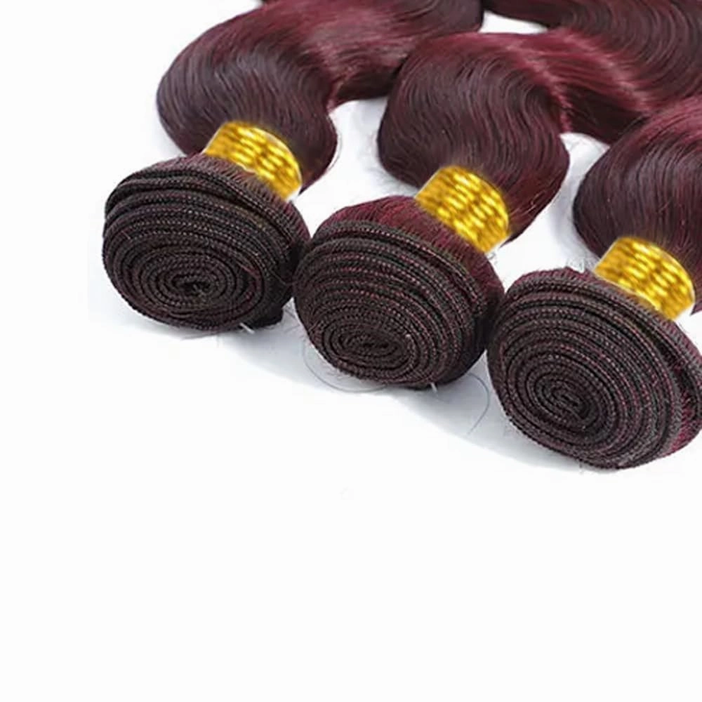 Burgundy 99J Human Hair Bundles 08 10 12 Inch Body Wave Bundles Human Hair 12A Unprocessed Virgin Raw Quick Weave Hair for Black Women Burgundy 99J Color