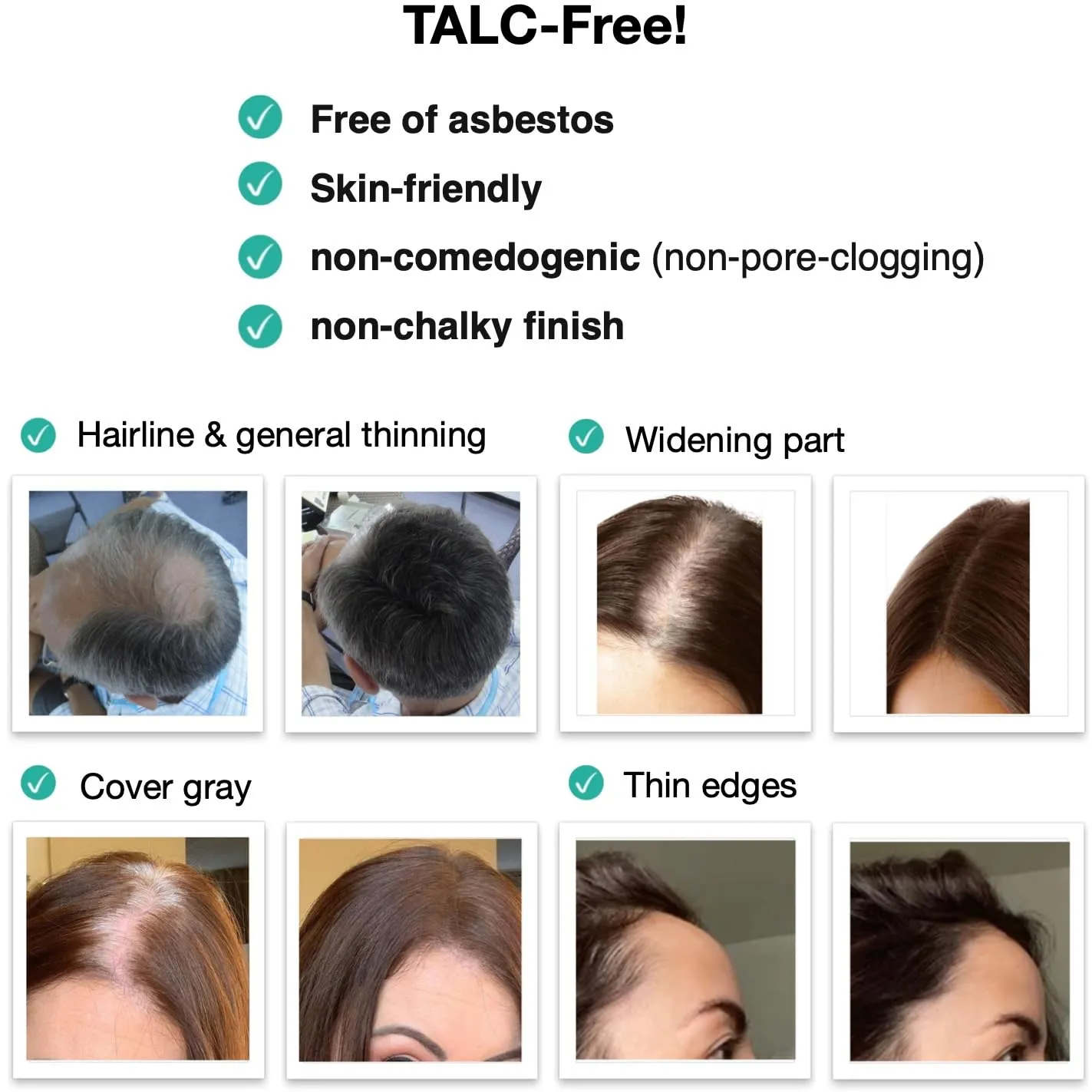 Caboki 10X Hair Powder for Thinning Hair, TALC-Free, Healthful Formula, Instantly Fuller Hair, Flawless Roots, Rain and Sweat Resistant, Easy to Use, Black, Unisex