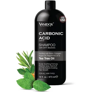 Carbonic Acid Shampoo for Men and Women with DHT Blockers - Made in USA - Stimulates Hair Growth, Scalp Exfoliator, Sulfate Free Shampoo with Biotin and Tea Tree Oil (16 Fl Oz)