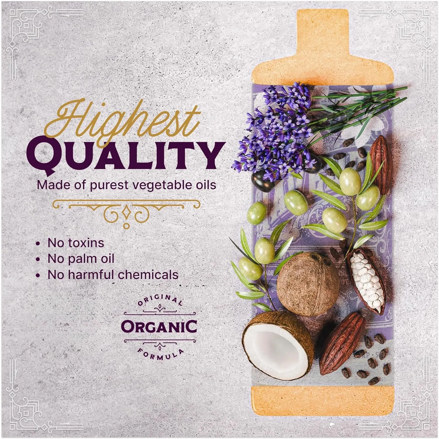 Carolina Castile Soap Lavender Scent – Certified Organic Base, High Olive Oil Content, Non-Drying, Made with Organic Oils, Concentrated Natural Body Wash for Men and Women (Lavender, 1 Gallon)