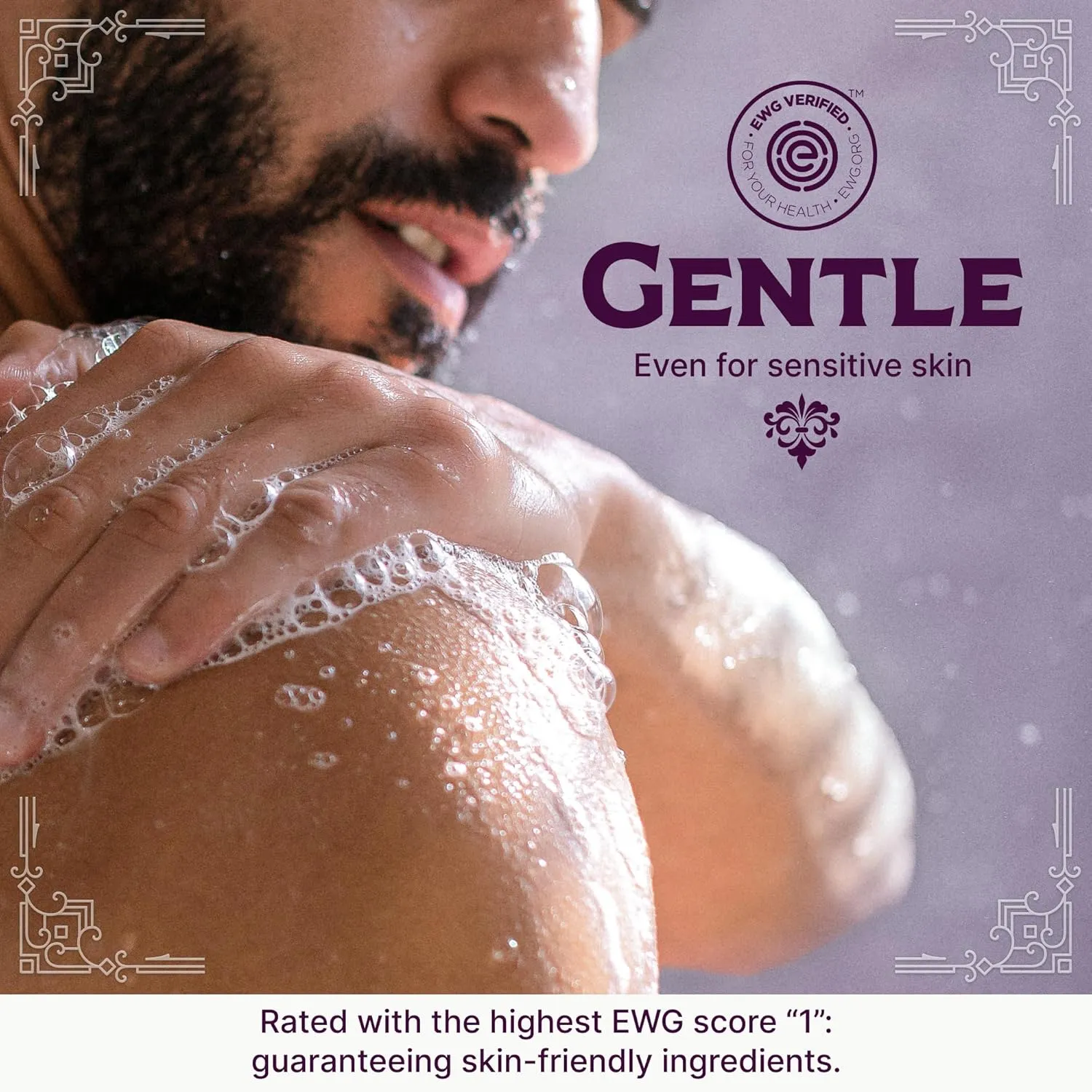 Carolina Castile Soap Lavender Scent – Certified Organic Base, High Olive Oil Content, Non-Drying, Made with Organic Oils, Concentrated Natural Body Wash for Men and Women (Lavender, 32 Fl Oz)