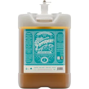Carolina Peppermint Bulk Castile Soap Liquid – Organic Body Wash With High Olive Oil Content – Bulk Size Castile Liquid Soap EWG Verified 5 Gallon