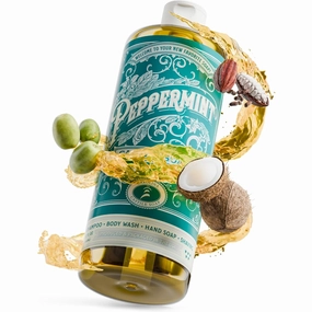 Carolina Castile Soap Peppermint Scent – Certified Organic Base, High Olive Oil Content, Non-Drying, Made with Organic Oils, Concentrated Natural Body Wash for Men and Women
