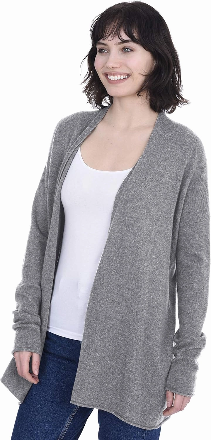 Cashmeren Lightweight Open Front Cardigan 100% Pure Cashmere Long Sleeve Sweater for Women