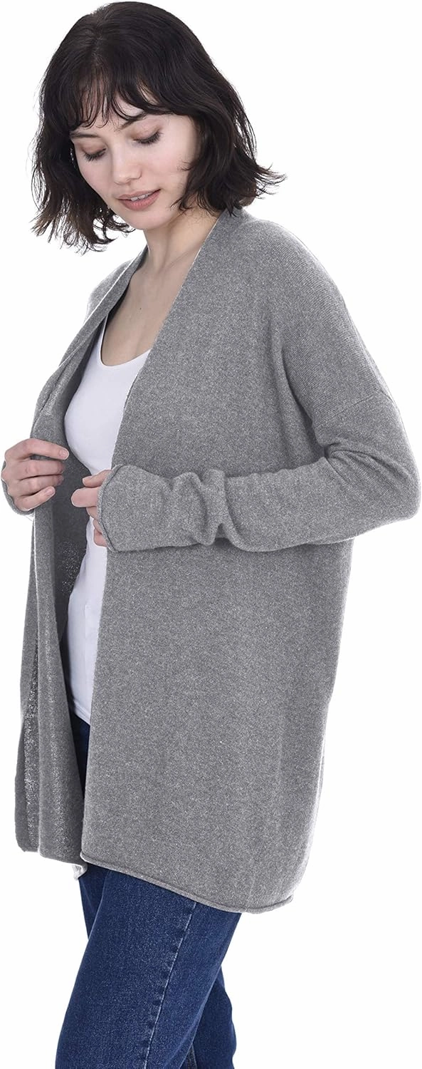 Cashmeren Lightweight Open Front Cardigan 100% Pure Cashmere Long Sleeve Sweater for Women