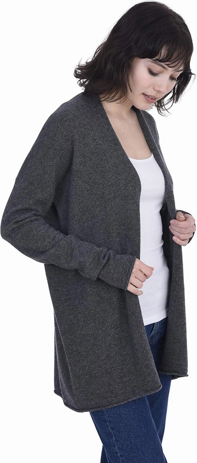 Cashmeren Lightweight Open Front Cardigan 100% Pure Cashmere Long Sleeve Sweater for Women