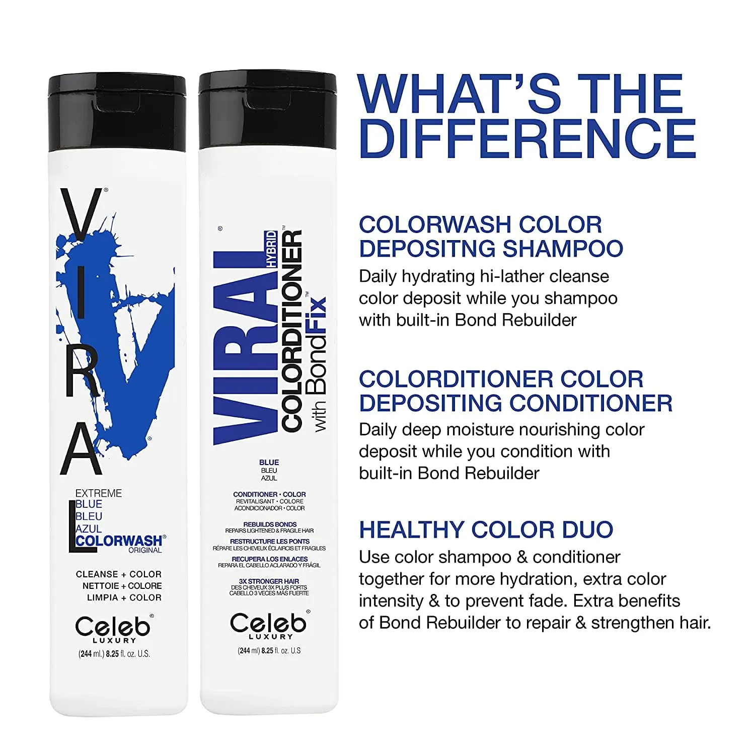 Celeb Luxury Colorwash Color Depositing Shampoo - Color Refresher, Vegan Hair Dye, Bondfix Bond Rebuilder, Viral and Gem Lites