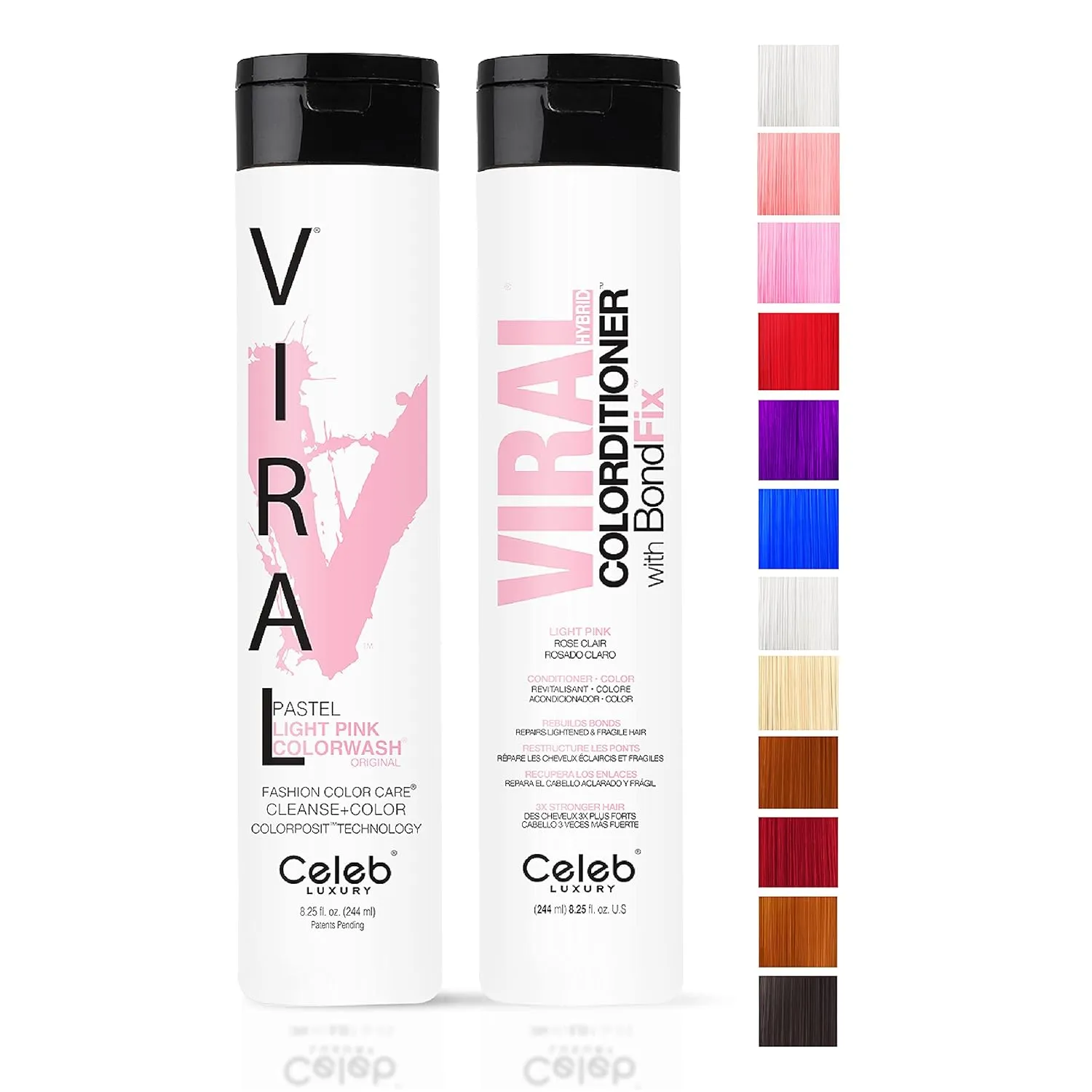 Celeb Luxury Intense Color Depositing Colorwash Shampoo   BondFix Rebuilder, Vegan Hair Dye, Sustainably Sourced Plant Based, Semi Permanent Hair Color, Viral and Gem Lites Duos