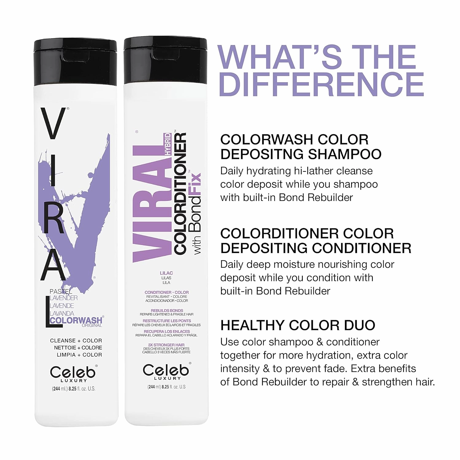 Celeb Luxury Colorwash Color Depositing Shampoo - Color Refresher, Vegan Hair Dye, Bondfix Bond Rebuilder, Viral and Gem Lites