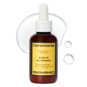 Ceremonia Aceite de Moska Hair Oil Heritage Scalp Remedy Serum Nourishing and Balancing Pre-Shampoo Treatment, 2 Fl Oz | 60 Ml