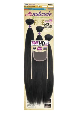 Chade Fashions Ali Naturale Weave Straight 18", 20", 22"   HD 4X4 Closure Human Hair Blended 1 Pack Solution - AN344S5 (1)