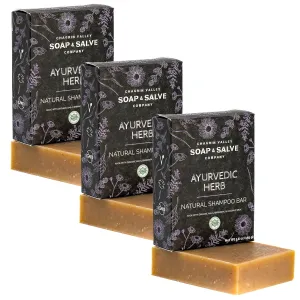 Chagrin Valley Soap & Salve Ayurvedic Organic Shampoo & Body Wash Soap Bar - Nurtures Dandruff & Dull Hair - Sulfate Free Shampoo - Sustainable, Vegan Handmade Soap – 5.6 oz Women & Mens Soap Bar 3PK