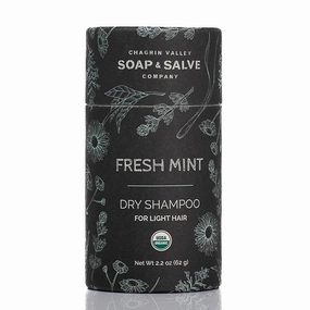 Chagrin Valley Soap & Salve Organic Natural Dry Shampoo Powder - for Light Hair, Fresh Mint, Absorbs Oil Between Washes, Refreshes Hair, Non-GMO, Vegan, No Talc, 2.2 oz Travel Size Dry Shampoo