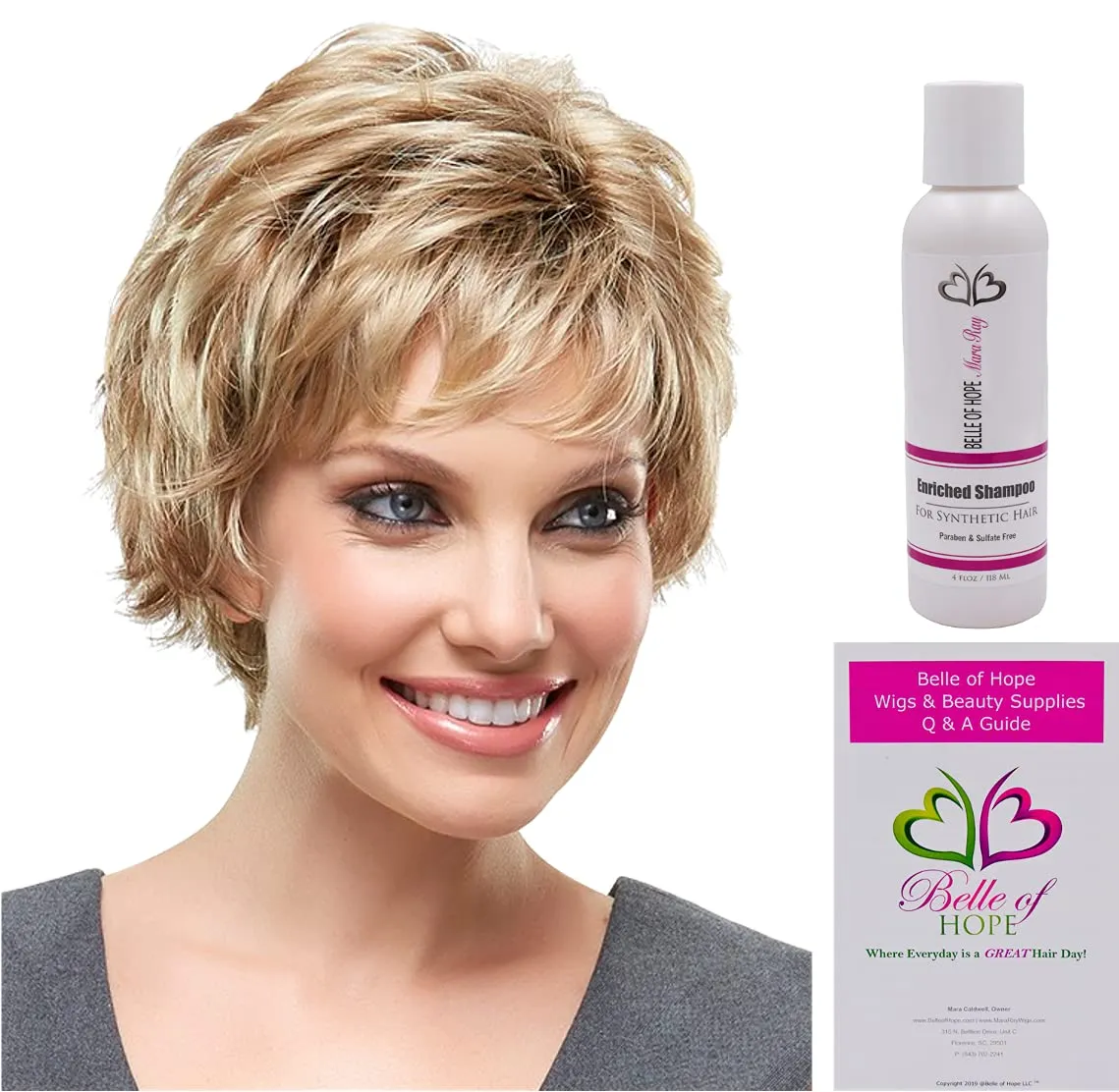 CHELSEA Basic Cap Synthetic Wig by Jon Renau, 3PC Bundle: Wig, 4oz Mara Ray Enriched Shampoo and 19 Page Belle of Hope Guide (1B)