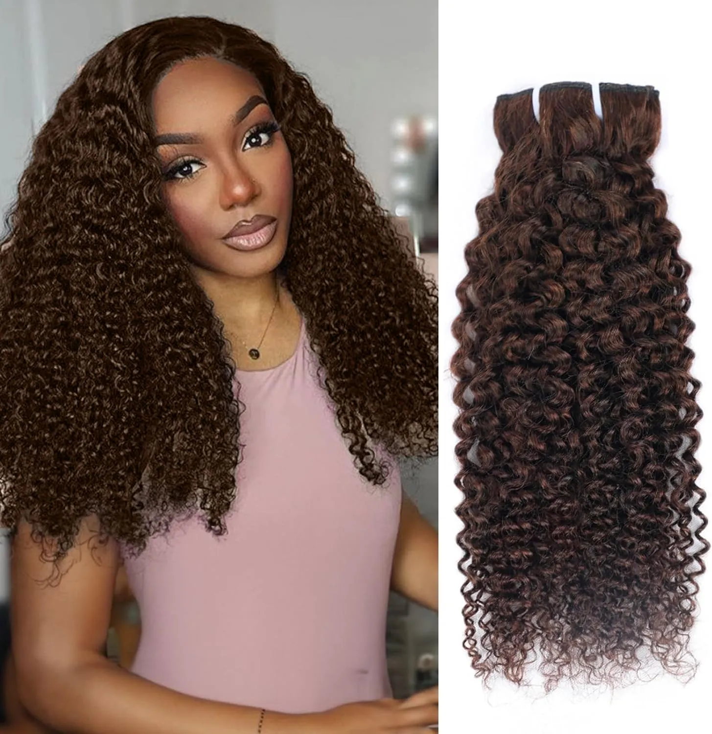 Chocolate Brown Kinky Curly Clip Ins 16 Inch 110g 8pcs 3C 4A Curly Clip In Hair Extensions Real Human Hair Full Head for Women 100% Brazilian Remy Human Hair Extensions Natural Color with 20 Clips #4