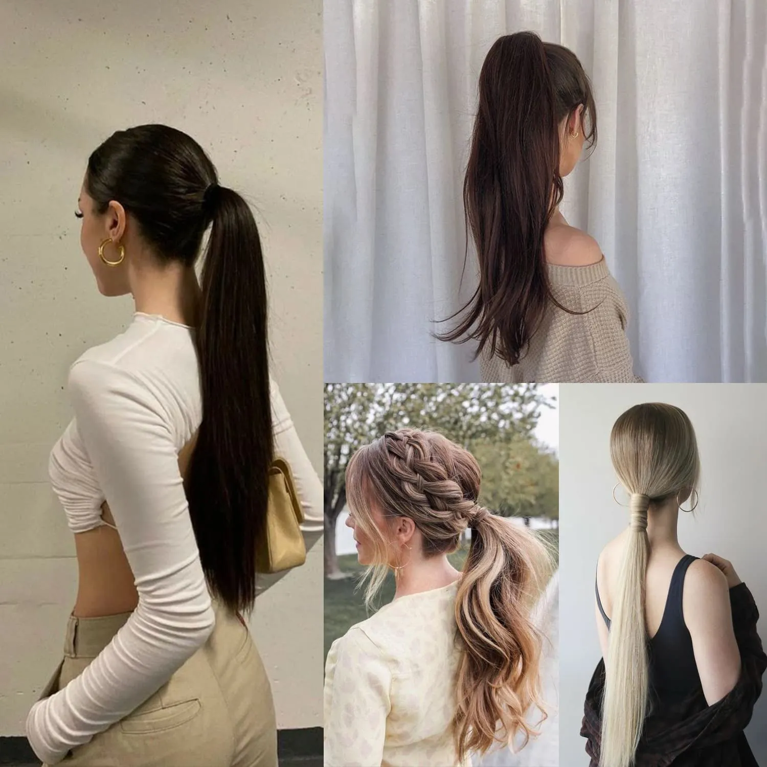 Claw Clip Ponytail Extension 18" Clip in Wavy Ponytail Hair Extensions Long Pony Tails for Women Extensions Light Chestnut Brown Wave Hairpiece