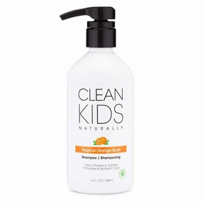 Clean Kids Naturally Tropical Orange Burst Shampoo, All-Natural, Gluten-free, Vegan, and Cruelty-free, Paraben-free, 16 oz, EWG Verified (1 Bottle)