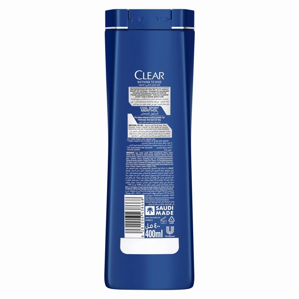 Clear Men Cool Sport Menthol Anti-Dandruff Shampoo 400ml
