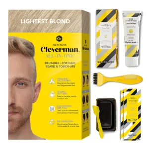 CLEVERMAN Lightest Blond Hair & Beard Dye for Men, All-in-One Reusable Kit - Men's Color For Natural-Looking Gray Coverage, Professional-Quality and Ammonia-Free