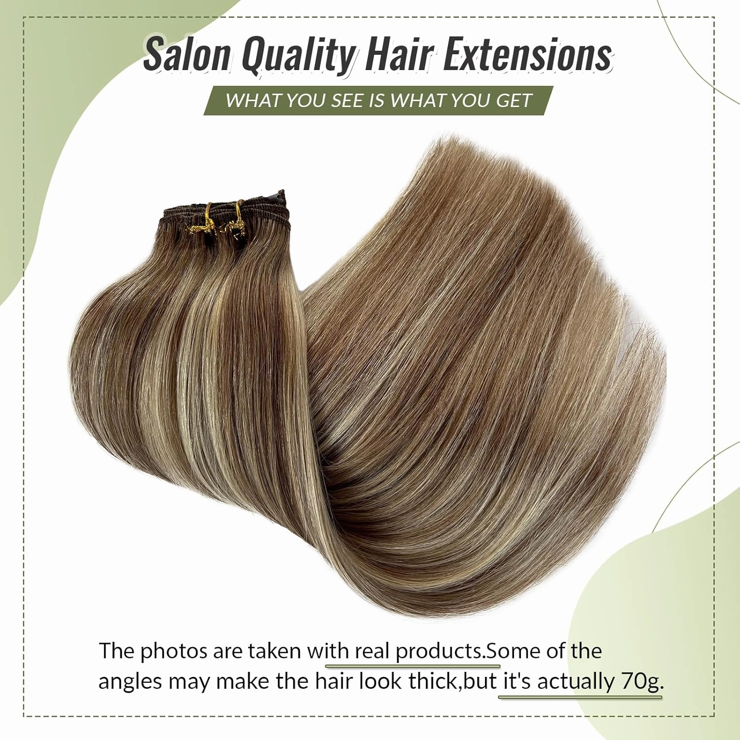 Clip in Hair Extensions Human Hair Ombre Ash Brown and Blonde Balayage Real Human Hair Extension Clip ins 22 Inch 5 Pieces Blonde Balayage Highlights Clip on Extensions with Brown Roots 70g
