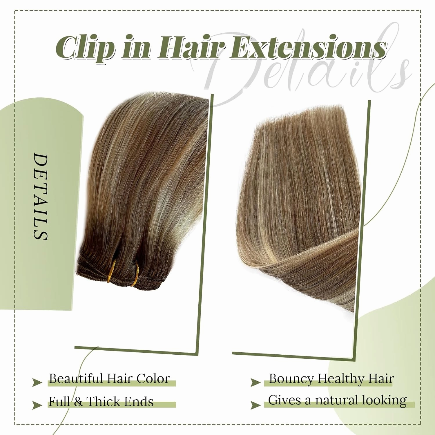 Clip in Hair Extensions Human Hair Ombre Ash Brown and Blonde Balayage Real Human Hair Extension Clip ins 22 Inch 5 Pieces Blonde Balayage Highlights Clip on Extensions with Brown Roots 70g