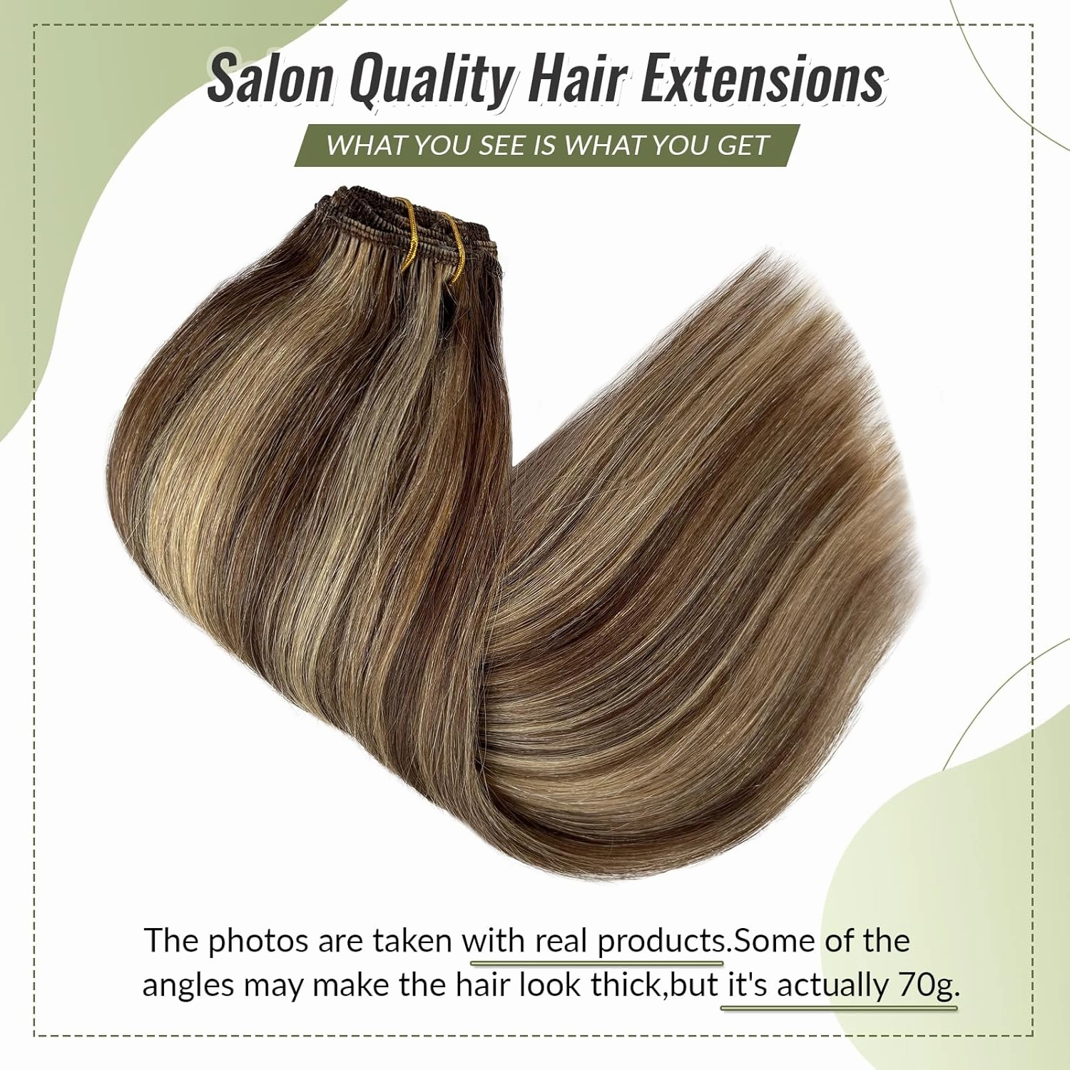 Clip in Hair Extensions Medium Brown with Dark Blonde Highlights Remy Human Hair Extensions Soft Straight Brown and Blonde Clip in Extensions Real Human Hair 22 Inch 5pcs 70g