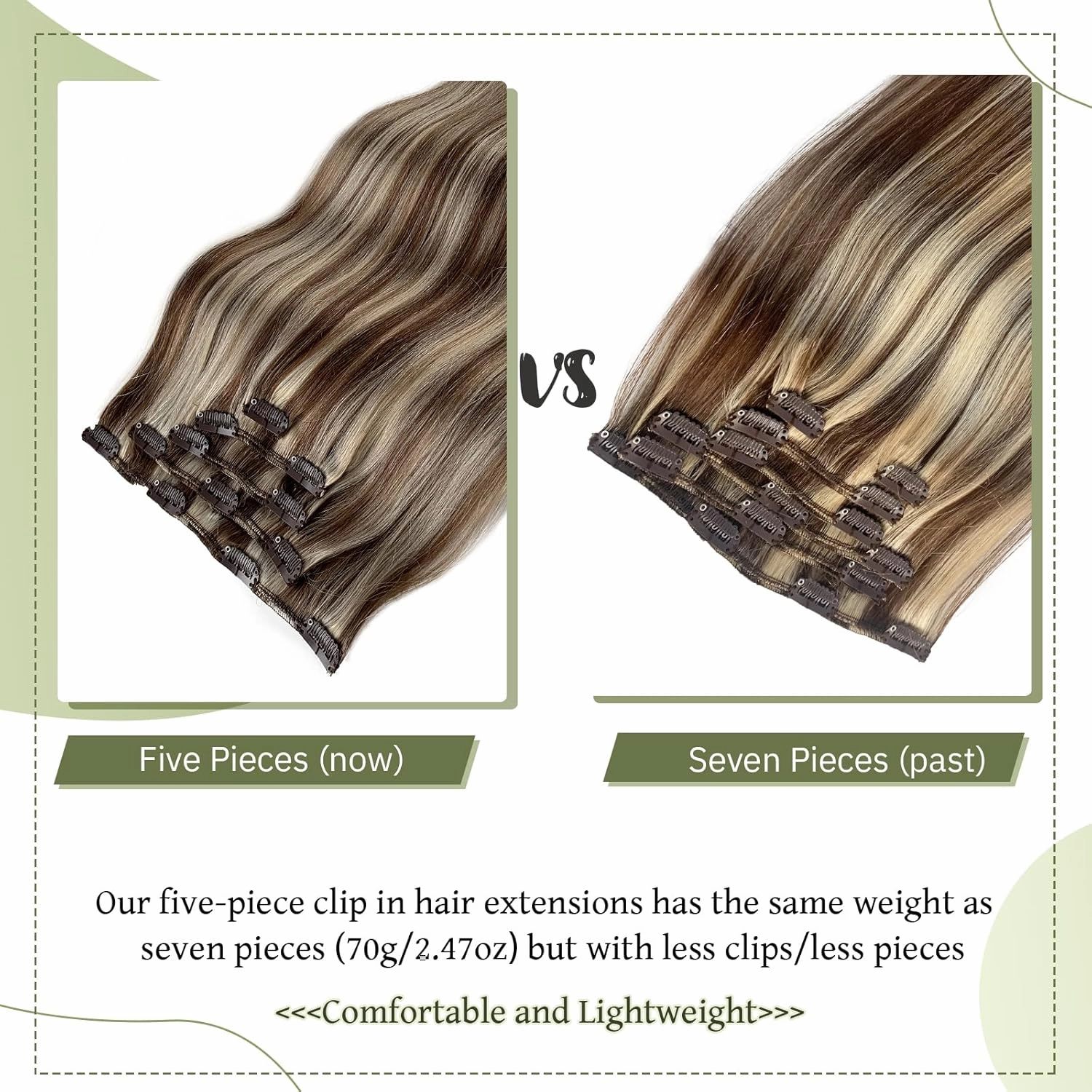 Clip in Hair Extensions Ombre Brown to Blonde Human Hair Extensions Clip ins Balayage Chestnut Brown Mixed Beige Blonde Real Remy Hair Extensions Clip in Human Hair for Women/Girls 18 Inch 70g 5pcs