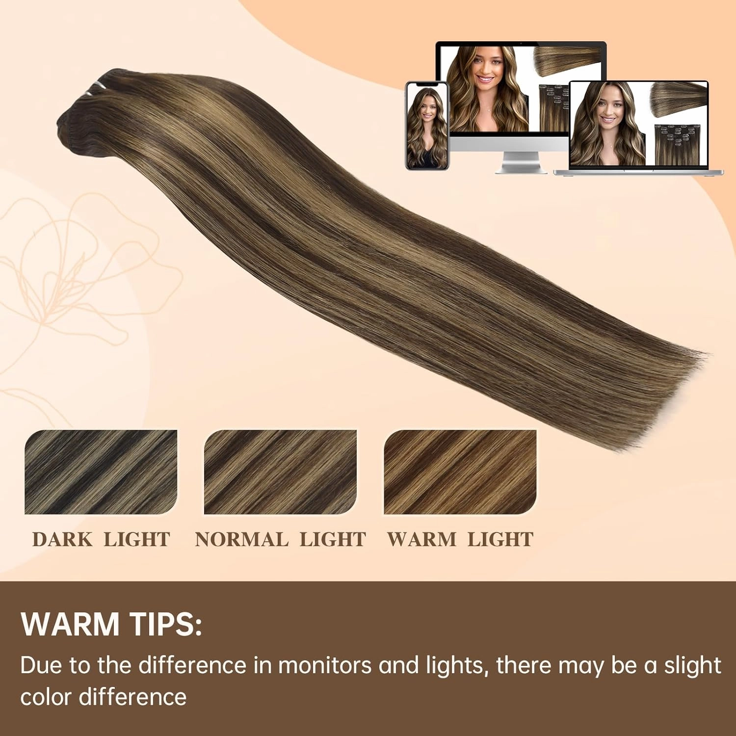 Clip in Hair Extensions Real Human Hair 16 Inch 75g 7pcs Balayage Chocolate Brown to Caramel Blonde Remy 100% Human Hair Straight Clip Ins for Women Invisible Clip on Hair Extensions