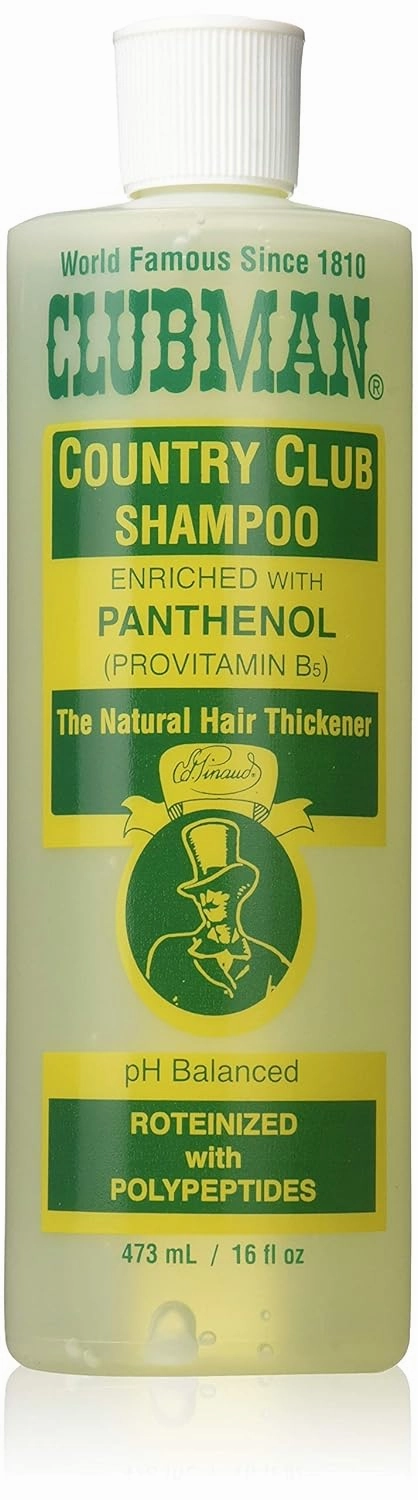 Clubman Country Club Shampoo – pH Balanced, Enriched with Panthenol for Thicker Hair, Natural Hair Thickener for Men, 16 oz
