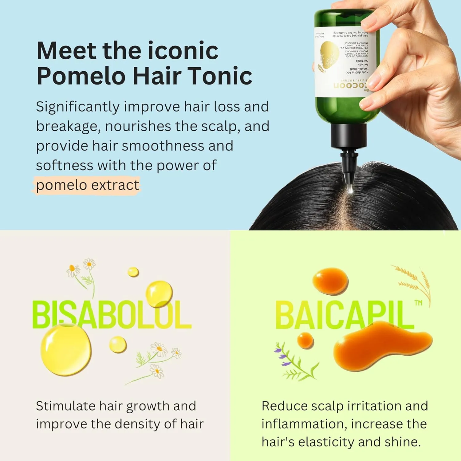 Cocoon Ultimate Hair Repair Set (SAVE 30%): Pomelo Tonic 4.7 fl oz, Shampoo & Conditioner 16.9 fl oz each, and Hair Mask 6.7 fl oz