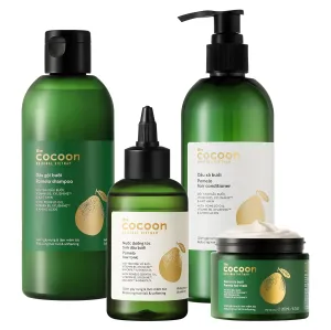 Cocoon Ultimate Hair Repair Set (SAVE 30%): Pomelo Tonic 4.7 fl oz, Shampoo & Conditioner 16.9 fl oz each, and Hair Mask 6.7 fl oz