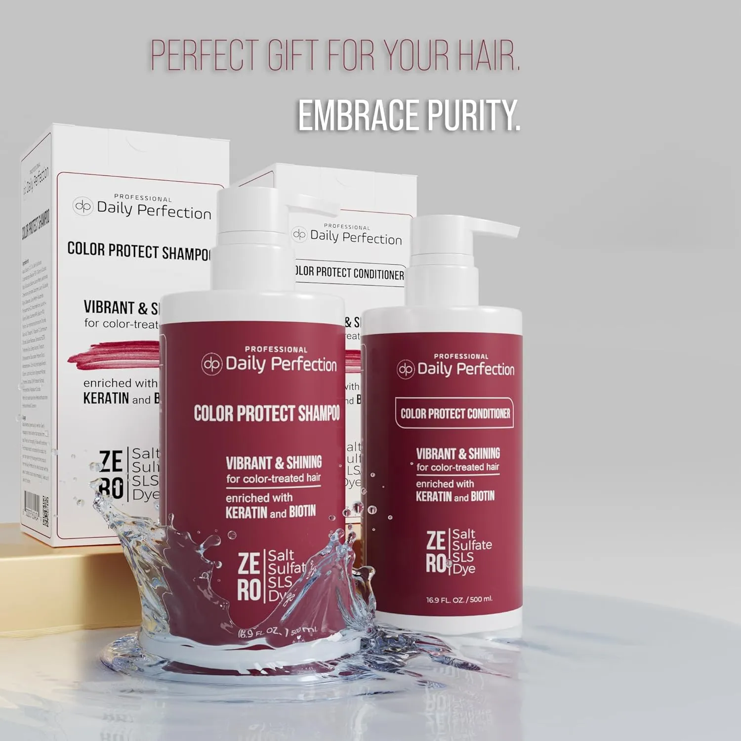 Color Protect Shampoo and Conditioner to Maintain and Enhance Your Color-Treated Hair with Biotin and Keratin. Salon-Grade Formula, Salt-Free, Sulfate-Free, and Paraben-Free.