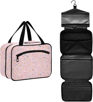 Color Sugar Granule Travel Cosmetic Bag with Compartments Large Hanging Toiletry Organizer with Mesh Pocket, Full Print Design Suitable for Gym Camping or Hotel Use