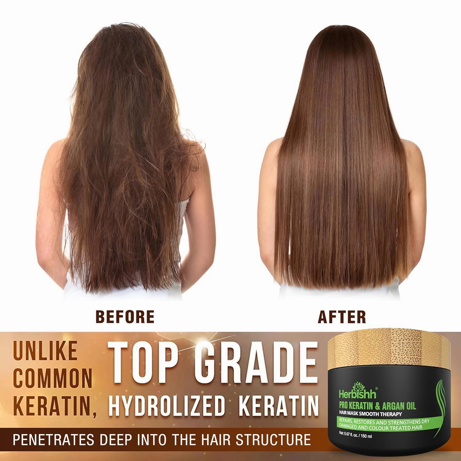 Combo Pack - Herbishh Purple Dye Shampoo for Gray Hair   Argan Intense Hair Mask - Long-lasting Color - Stimulates Dry, Frizzy Hair - 500 Ml