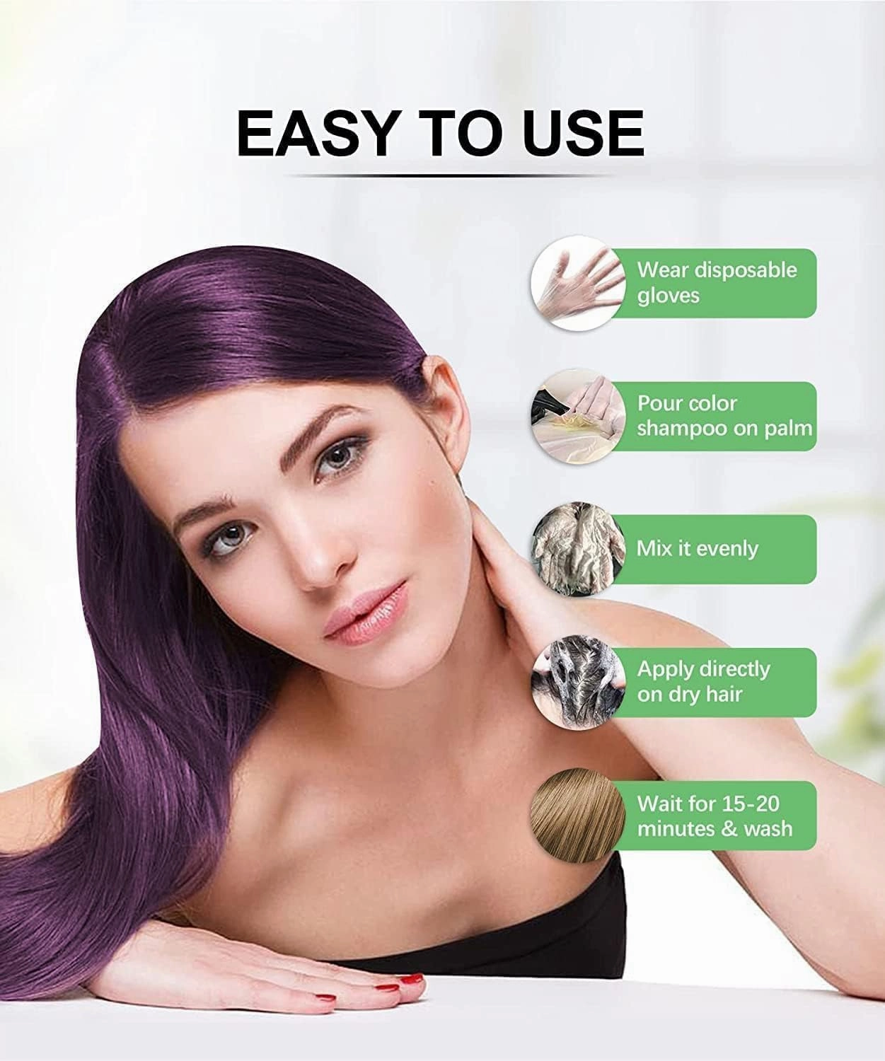 Combo Pack - Herbishh Purple Dye Shampoo for Gray Hair   Argan Intense Hair Mask - Long-lasting Color - Stimulates Dry, Frizzy Hair - 500 Ml