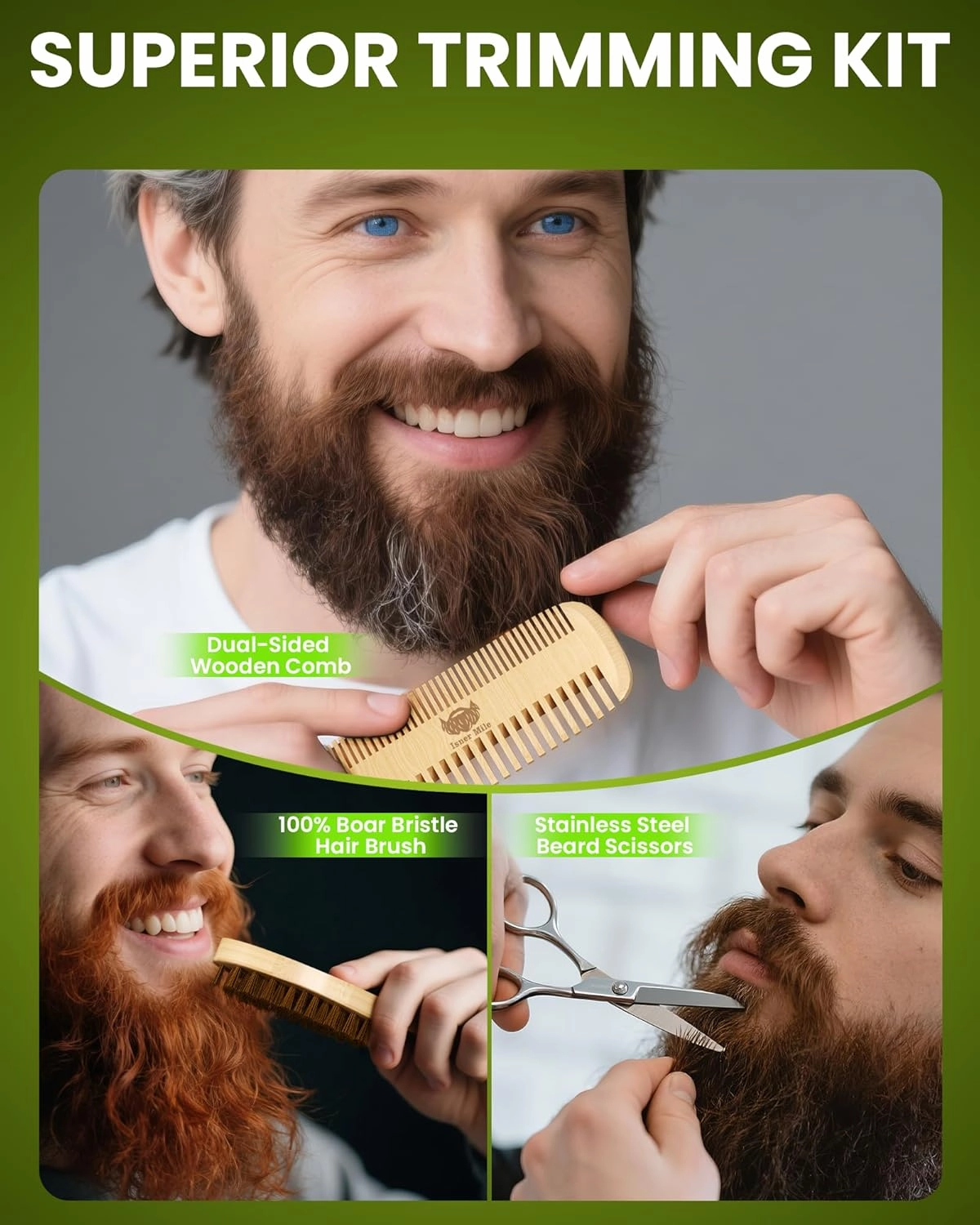 Comfy Mate Beard Kit for Men Beard Care Grooming Kit with Shampoo & Conditioner, Beard Oil, Balm, Brush, Comb & Scissors, Father's Day, Christmas & Birthday Gifts for Men Stocking Stuffers for Him