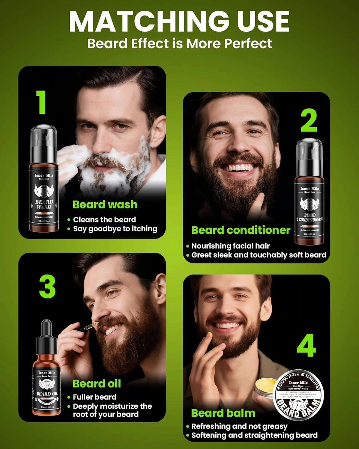 Comfy Mate Beard Kit for Men Beard Care Grooming Kit with Shampoo & Conditioner, Beard Oil, Balm, Brush, Comb & Scissors, Father's Day, Christmas & Birthday Gifts for Men Stocking Stuffers for Him