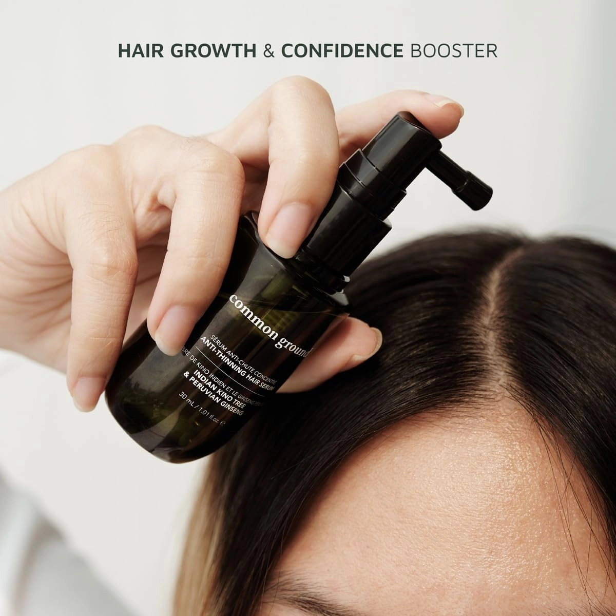 Common Ground Natural Concentrated Anti-Thinning Hair Serum, Sulphate, Paraben & Cruelty Free, Organic, Vegan, Plant-Based, Kino Tree & Ginseng DHT Blockers, for All Hair Types, Men & Women