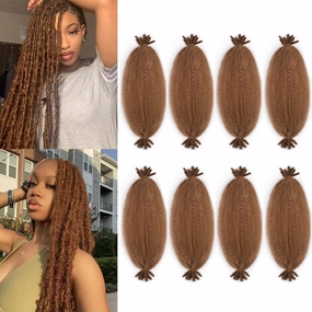 Cuban Twist Hair 18 Inch 8 Packs Pre Fluffed Marley Twist Braiding Hair Pre Stretched Wrapping Hair for Soft Locs Hair Extensions (18 Inch,8Pack,#30)