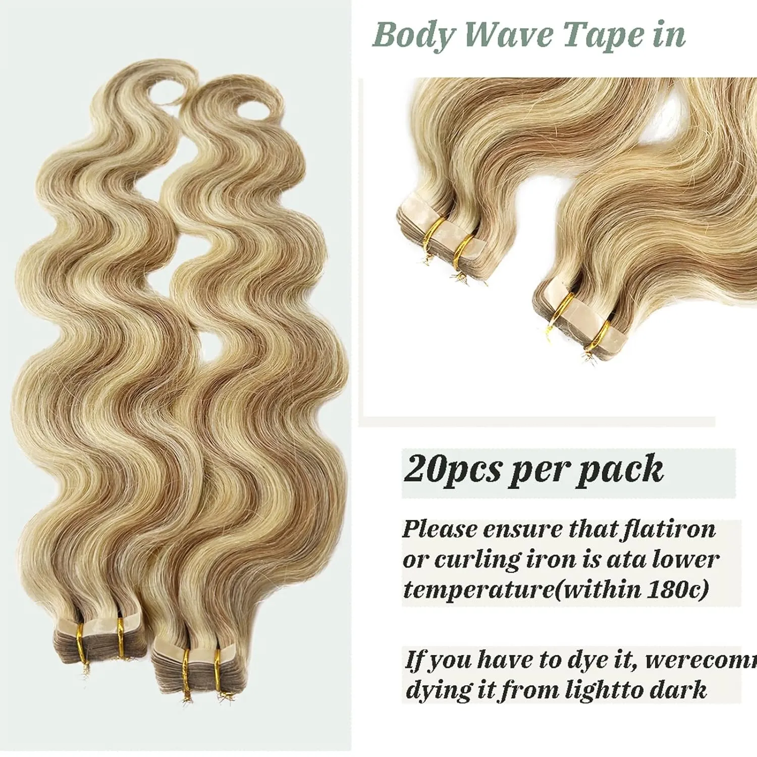 Curly Tape in Extensions Brown and Blonde Highlights Tape Hair Extensions Human Hair 16 Inch Body Wave 30grams 20pcs Short Blond Highlighted Fine Remy Hair