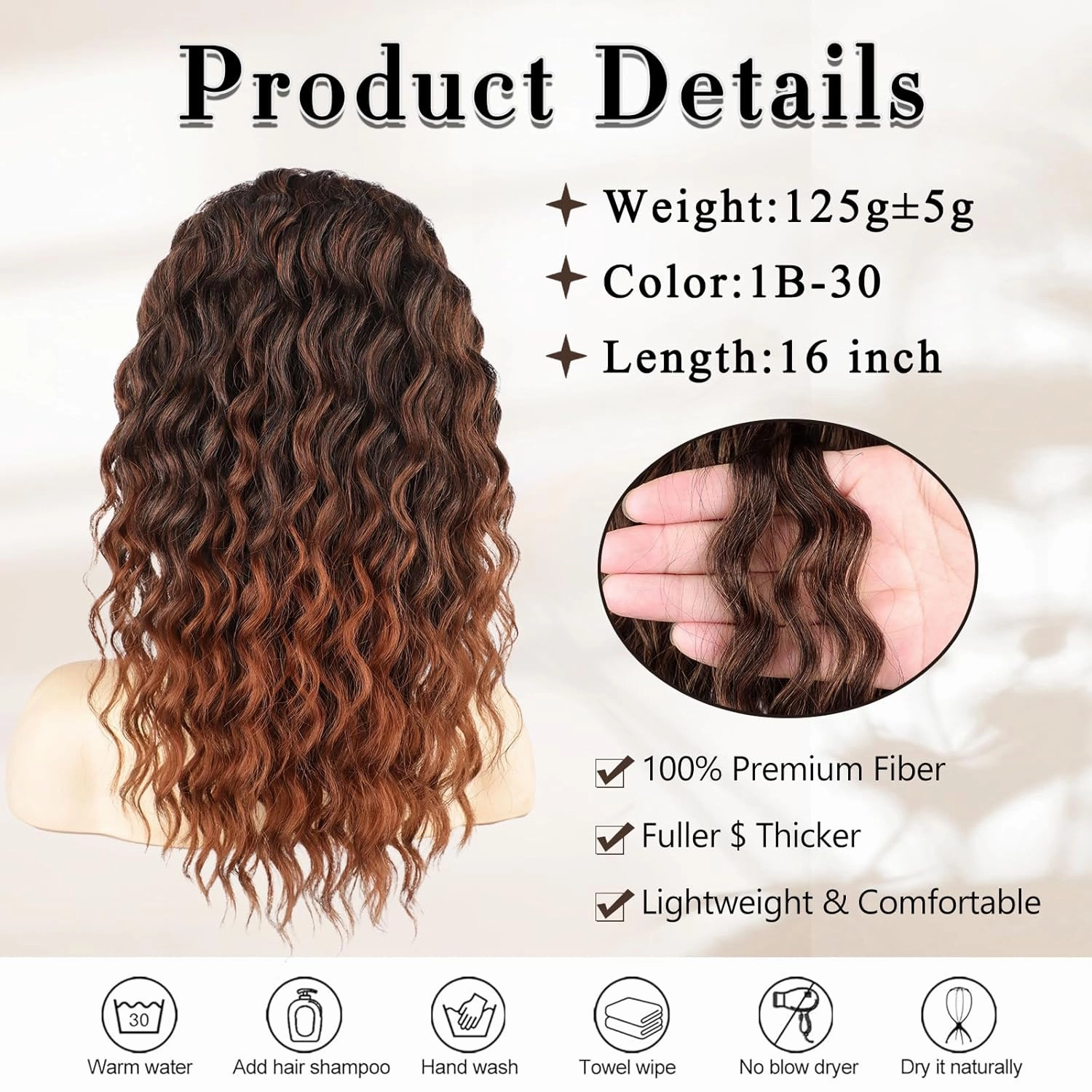 Curly Ponytail Extension Drawstring Ponytail for Women Natural Black Mixed Medium Auburn Curly Clip in Hair Extensions 16 Inch Ponytail Extension Synthetic Hairpiece for Daily Party