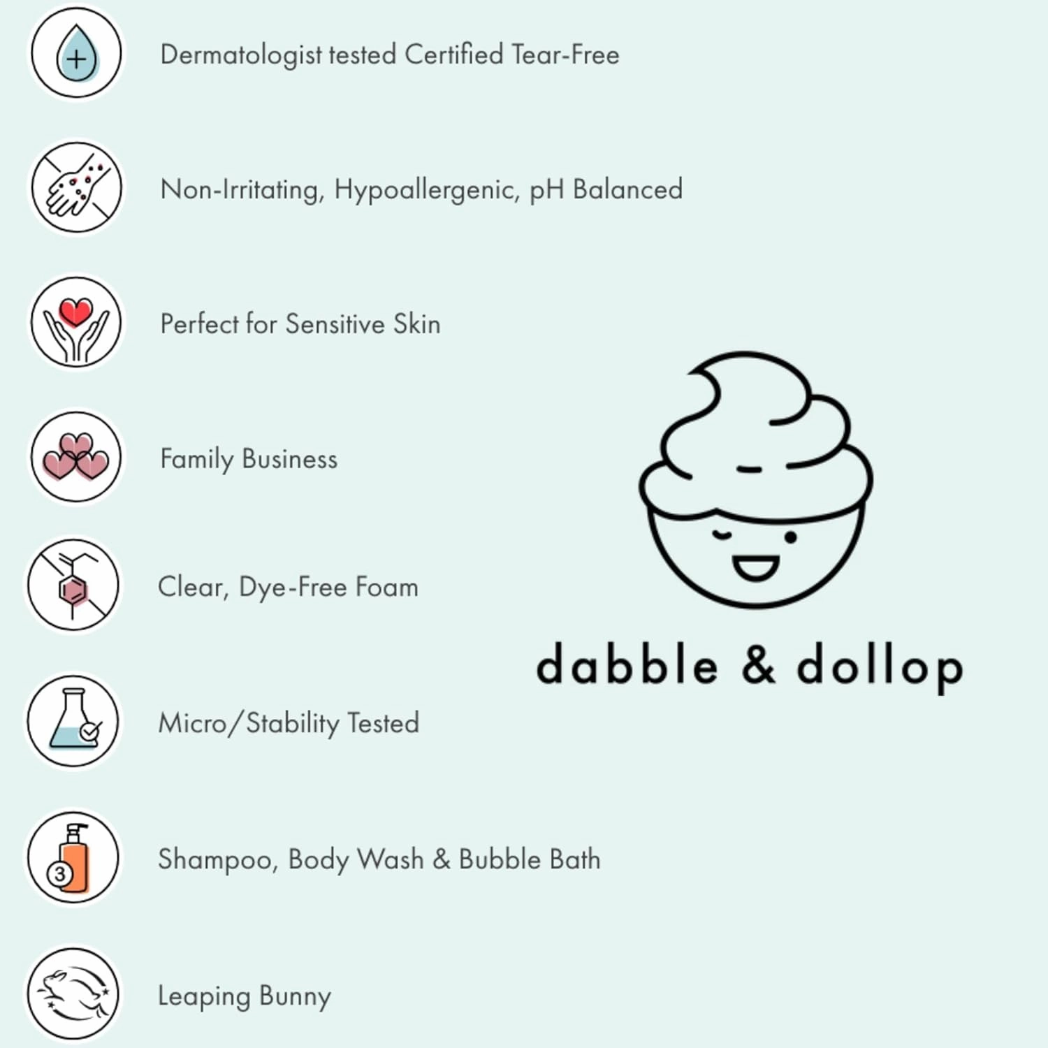 Dabble & Dollop Honeydew Melon Body Wash & Shampoo - 3 in 1 Natural Bubble Bath for Kids, USA-Made, Paraben & Sulfate Free, Vegan, Gluten-Free, Tear-Free (10oz, Pack of 2)
