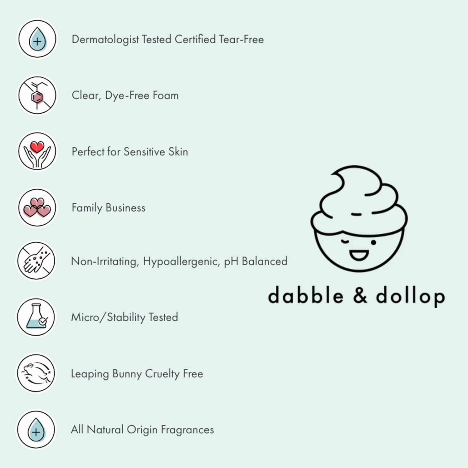 Dabble & Dollop Vanilla Body Wash Refill - Foaming Bubble Bath, All Natural Fragrances, Dermatologist Tested, Certified Tear-Free, Non-Irritating, Hypoallergenic, pH Balanced, Leaping Bunny (24oz)