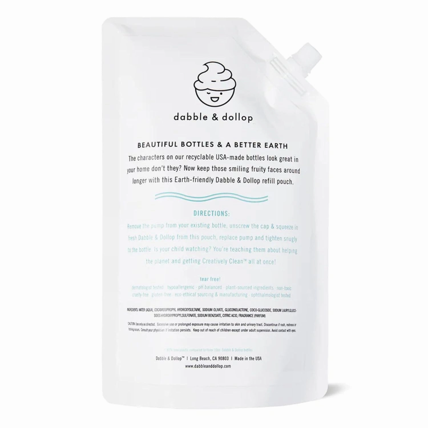 Dabble & Dollop Vanilla Body Wash Refill - Foaming Bubble Bath, All Natural Fragrances, Dermatologist Tested, Certified Tear-Free, Non-Irritating, Hypoallergenic, pH Balanced, Leaping Bunny (24oz)