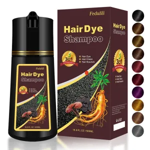 Dark Brown Hair Dye Shampoo 3 In 1, 100% Gray Hair Coverage, Instant Natural Hair Color Treated Shampoo Para Canas for Women & Men, Salon-Grade Root Touch-Up - Lasts 30 Days, Beginner-Friendly, 500ml
