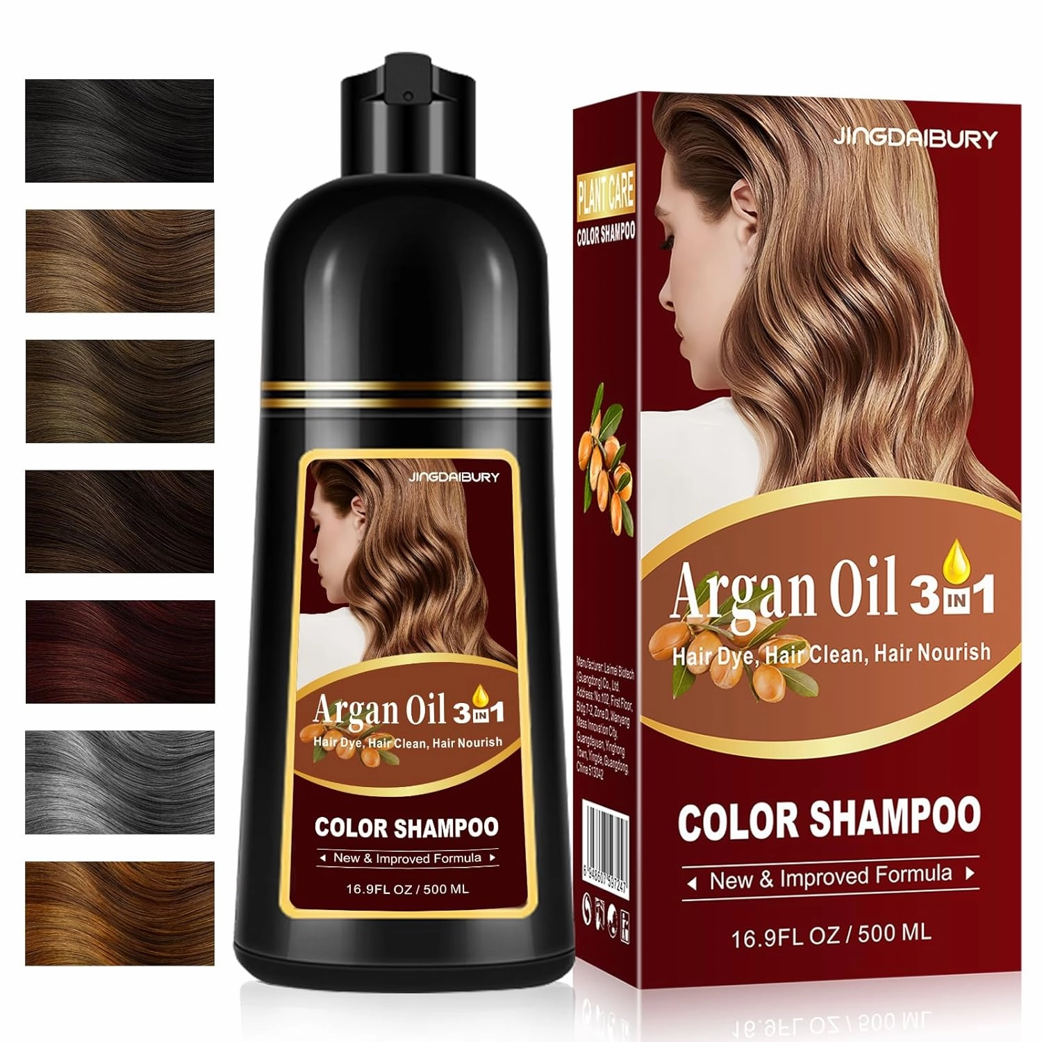 Dark Coffee Hair Dye Shampoo 3-in-1, Effective Gray Hair Coverage in Minutes, Argan Oil Hair Color Shampoo for Women Men, Instant Brown Shampoo Hair Dye, Lasts 4 Weeks, Damage-Free, Champu Para Canas