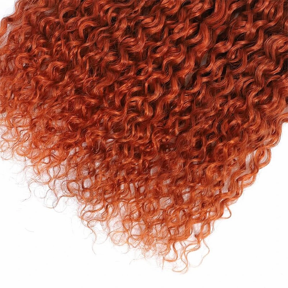 Dark Orange Bundles Color 350 Kinky Curly Human Hair Bundles 8 10 12 Inch Double Weft Ginger Orange Human Hair Weave Brazilian Virgin Kinky Curly Hair Extensions