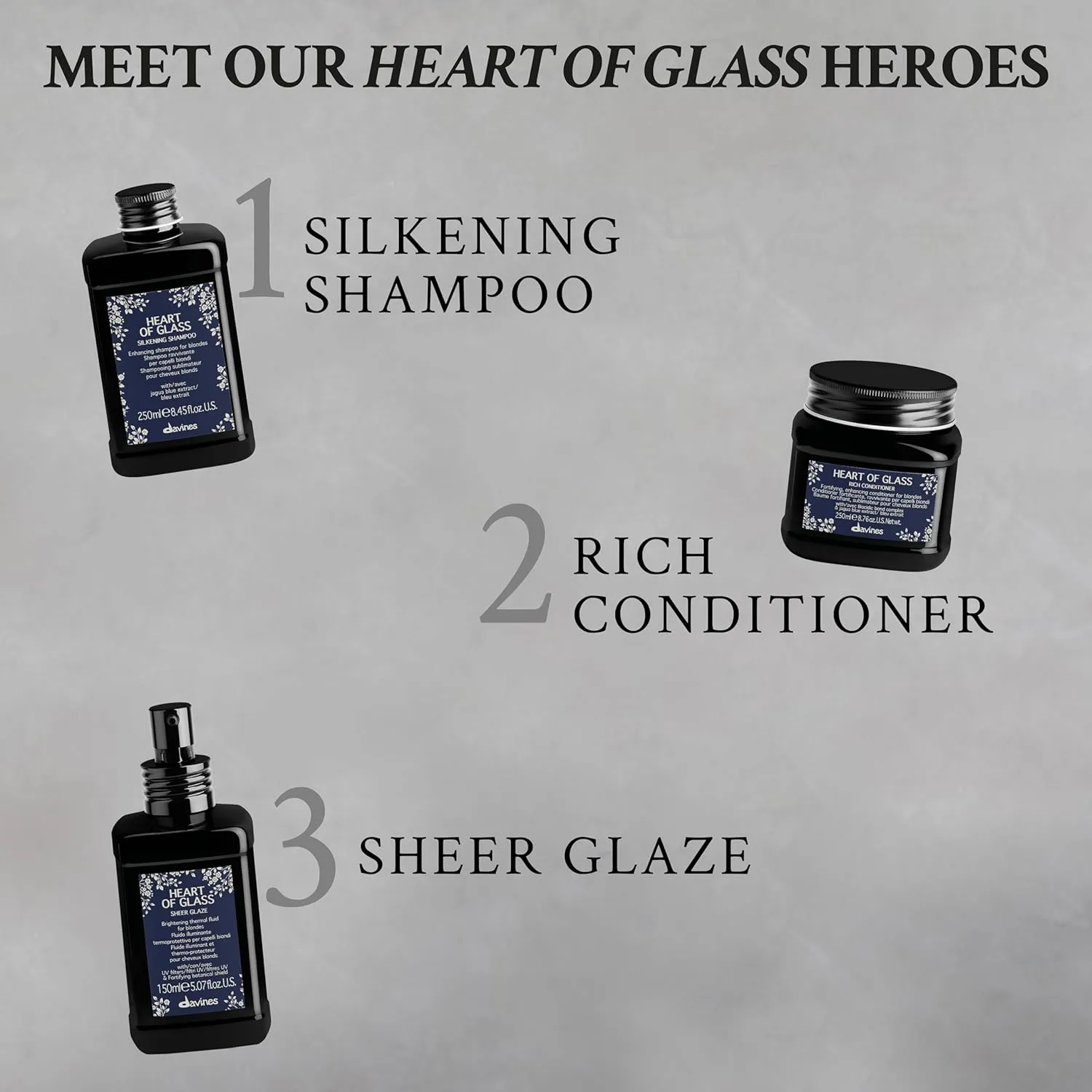 Davines Heart of Glass Silkening Shampoo for Blonde Care, Nourishing Protection for Natural Or Cosmetically Treated Hair